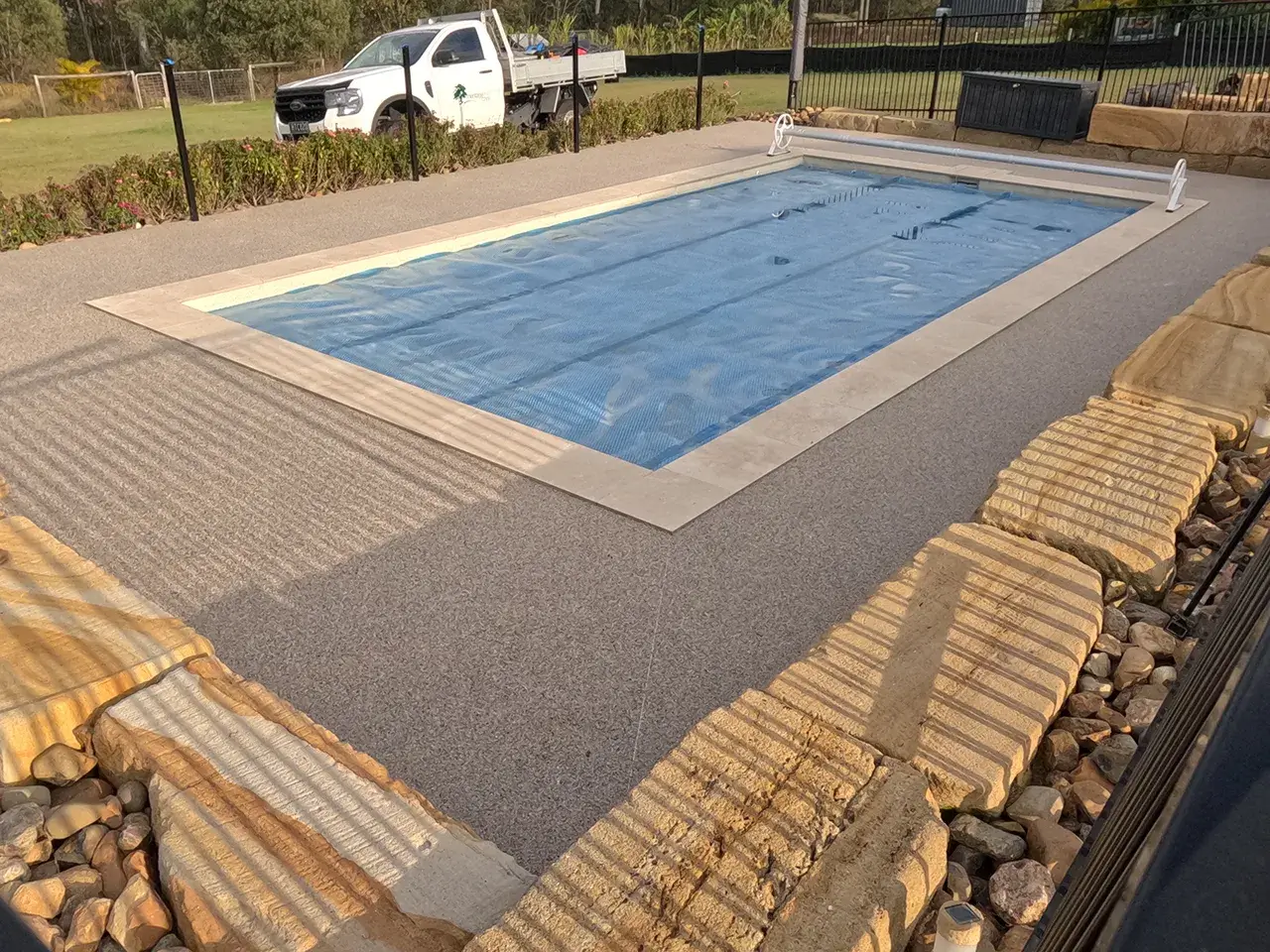 Need a new pool surround overlay? Try this - Heritage Porous Paving